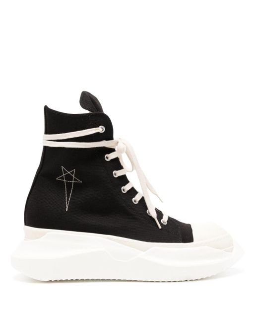 Rick Owens Black Star-embroidered Lace-up Sneakers for men
