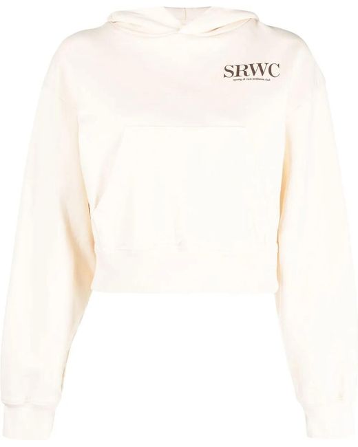 Sporty & Rich White Logo-Print Cotton Hoodie