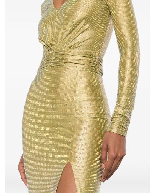 Miron Metallic Crystal-Embellished Front-Slit Dress