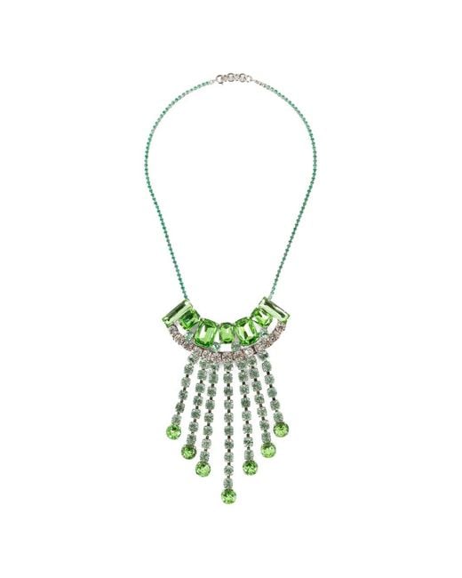 Dries Van Noten Green Strass-Embelishment Necklace