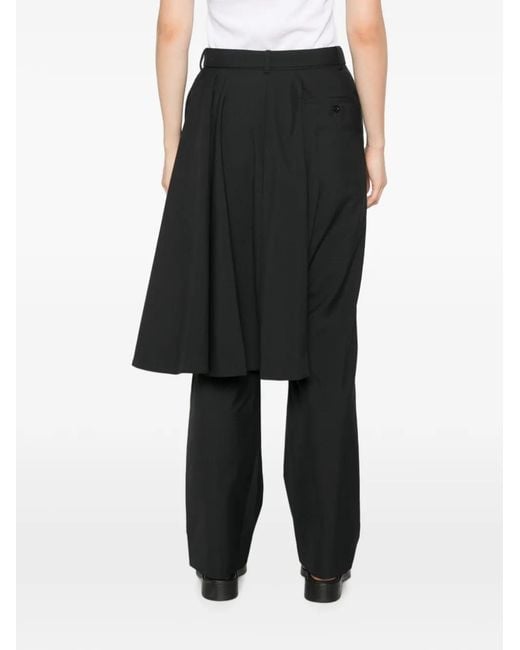 Sacai Black Pleated-Overlay Trousers