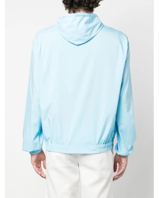 Fedeli Blue One-Tone Zip-Up Jacket for men