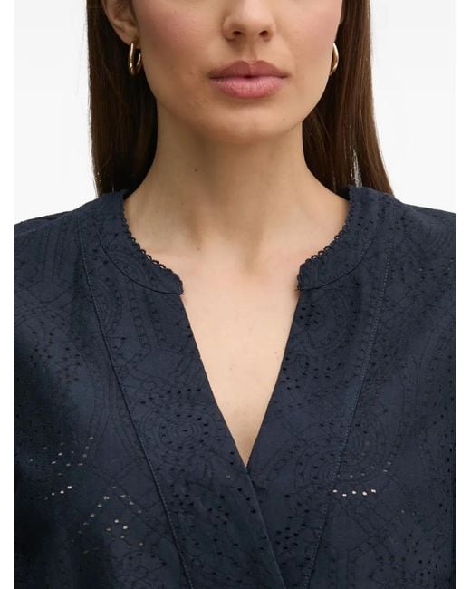 Mos Mosh Blue Balloon-Sleeve Blouse