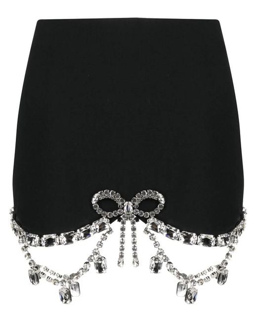 Area Black Crystal Bow Mini Skirt