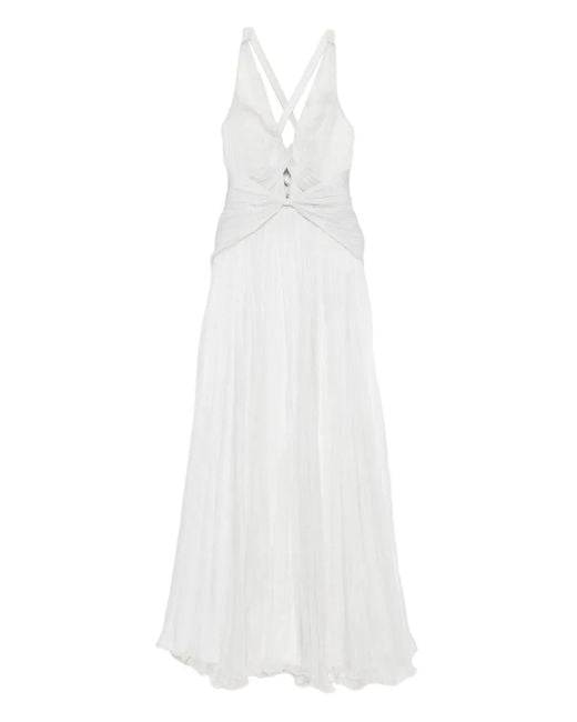 IRIS SERBAN White Letita Silk Maxi Dress