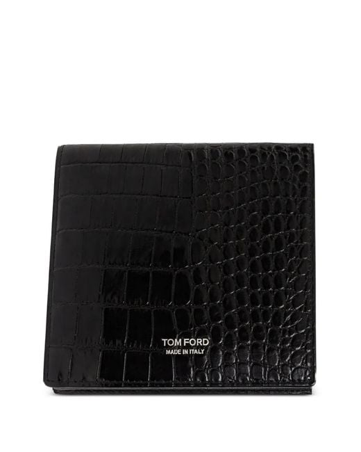 Tom Ford Black Crocodile-Effect Leather Wallet for men
