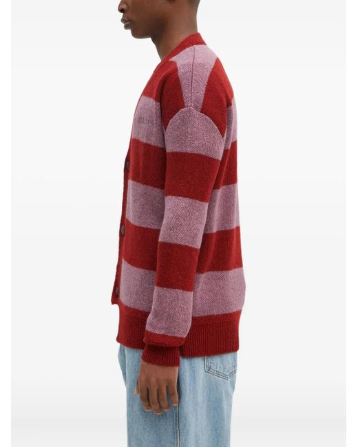 Aries Red Striped Cardigan for men