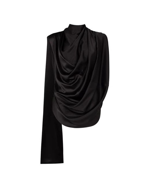 Roksanda Black Vesper Draped Asymmetric Broken Blouse