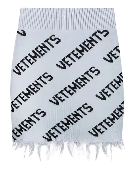 Vetements Gray Monogram Frayed Mini Skirt