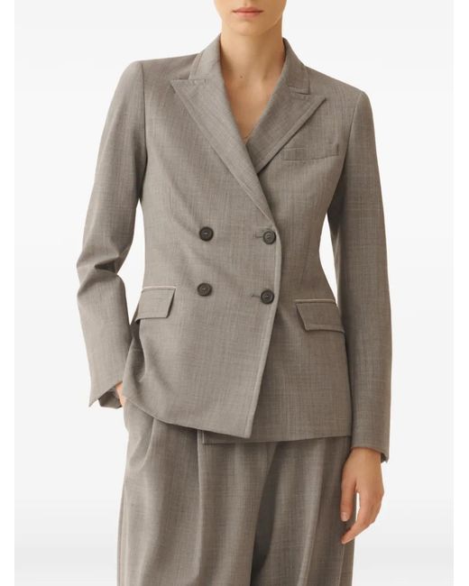 Fabiana Filippi Gray Double-Breasted Blazer