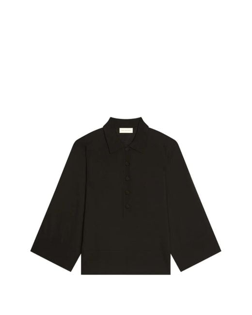 Dries Van Noten Black Buttoned Polo Top