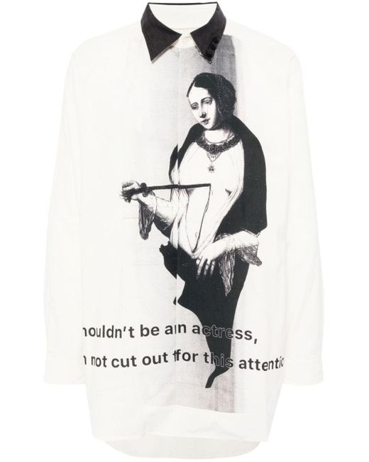 Yohji Yamamoto White Puncture M A-stabbing Women Shirt