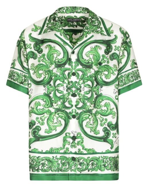Camicia Hawaii di Dolce & Gabbana in Green da Uomo