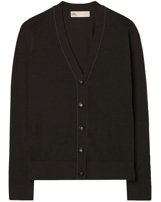 Tory Burch Black Wool And Silk Blend Cardigan