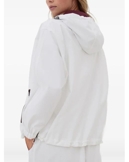 Brunello Cucinelli White Logo-Patch Hooded Jacket