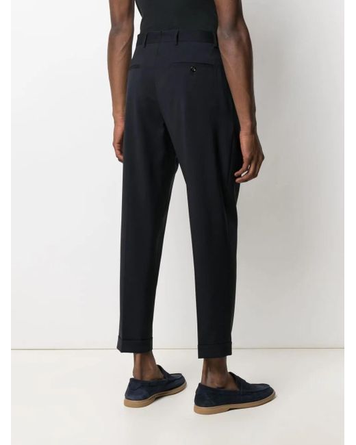 Dell'Oglio Blue Cropped Tailored Trousers for men