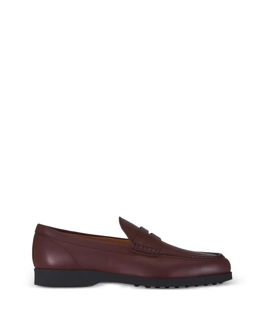 Tod's Brown Leather Penny Loafers for men