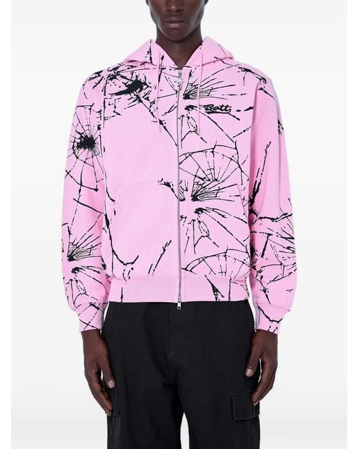 BoTT Pink Shattered-Print Zip-Up Hoodie for men