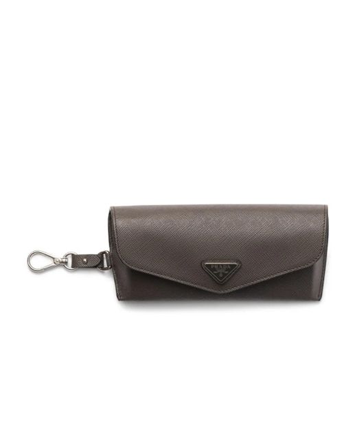 Prada Gray Saffiano-Leather Eyeglasses Case for men
