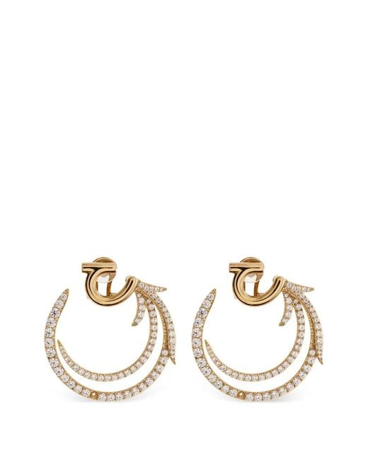 Ferragamo Metallic Crystal-Embellished Earrings