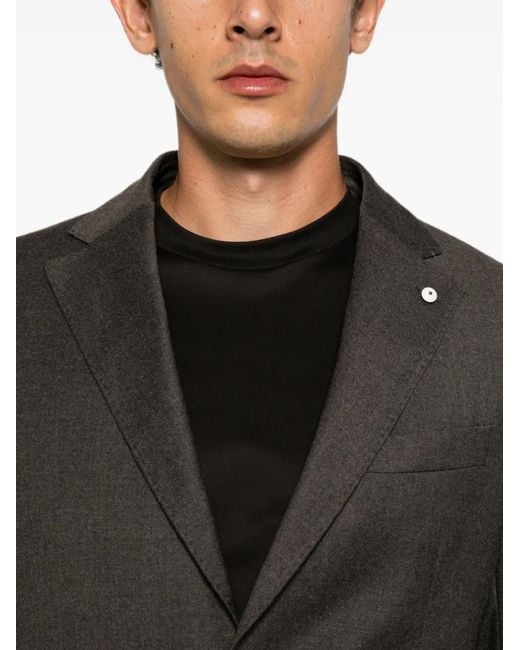 Luigi Bianchi Gray Single-Breasted Notched-Lapels Suit for men