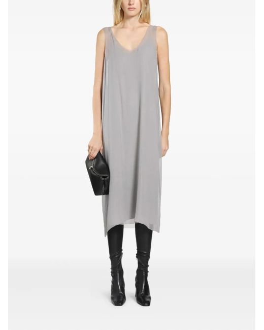 Totême  Gray Chiffon Midi Slip Dress