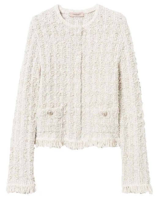 Twinset White Tweed Lurex Jacket