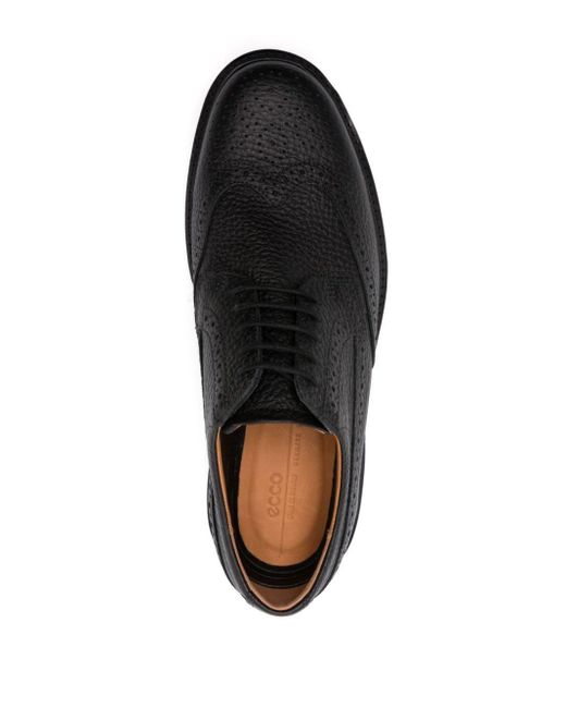 Ecco Black Metropole London Perforated Leather Brogues for men