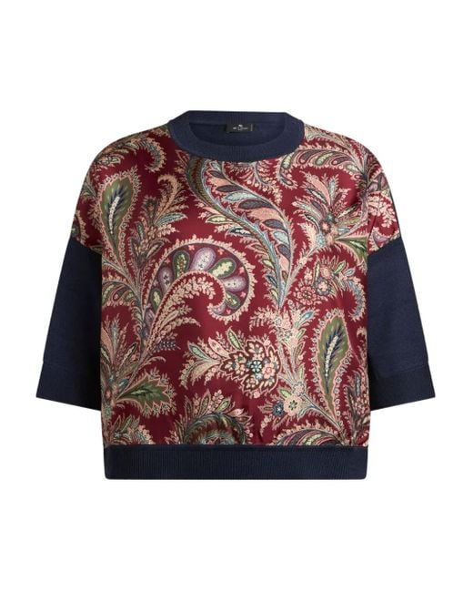 Top con aplique de cachemira Etro de color Red