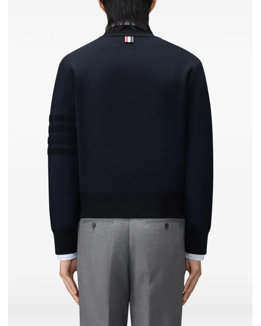 Thom Browne Blue 4-Bar Ottoman Milano-Stitch Bomber Jacket for men