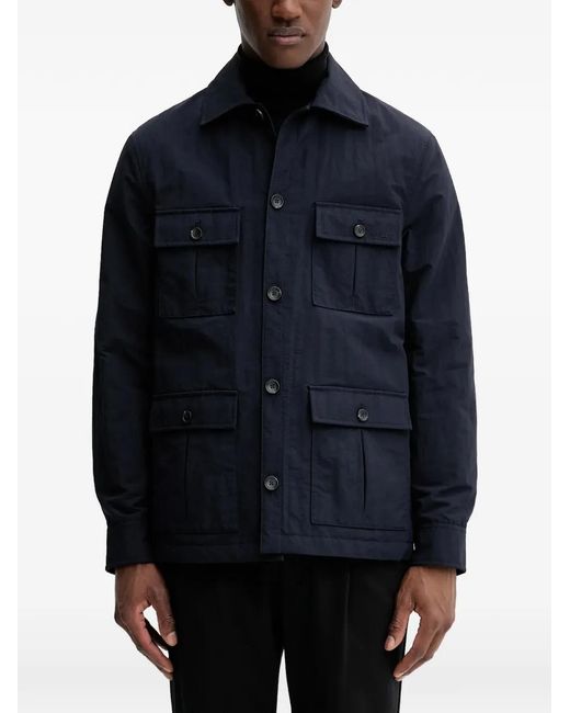 Bally Blue Buttoned Front-Pockets Jacket for men