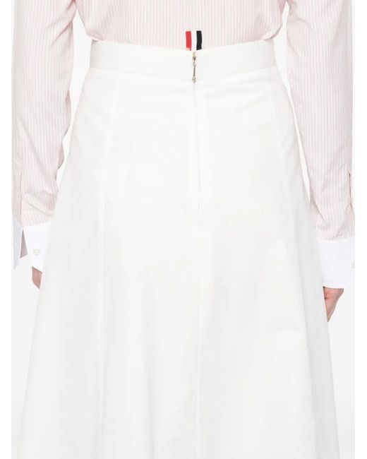Thom Browne White A-Line Cotton Midi Skirt