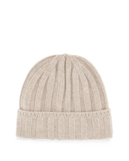 Vanisé Natural Ribbed-Knit Cashmere Beanie Hat