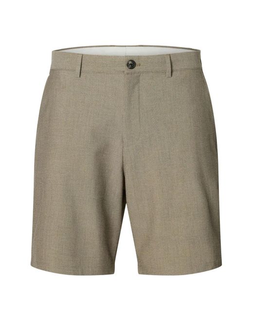 SELECTED Gray Buttoned Shorts for men