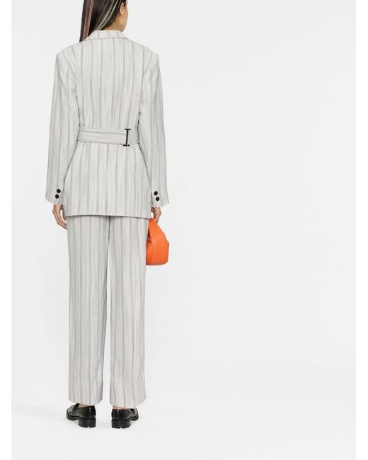 Ganni Gray Striped Suiting Jacket