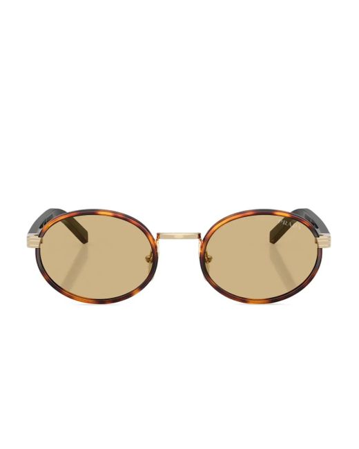 Prada Natural Tortoiseshell Round-Frame Sunglasses