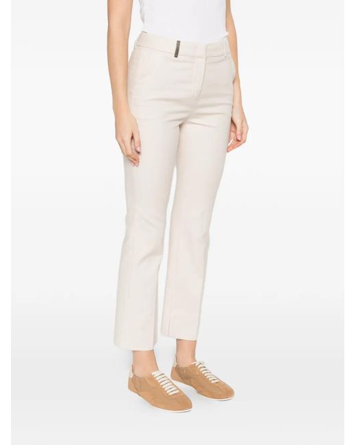 Peserico White Pantalon À Ourlet Fendu