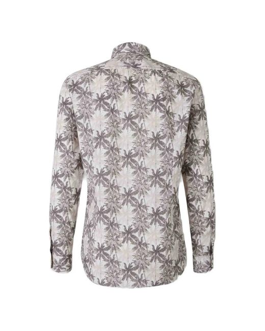 Vincenzo Di Ruggiero Gray Palm-Print Long-Sleeve Shirt for men