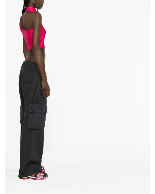 Versace Jeans Couture Pink Baroque-Buckle Cropped Top
