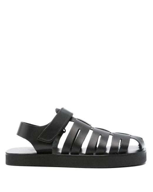 Ancient Greek Sandals Black Tilemachos Leather Sandals for men