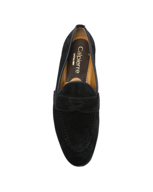 Calpierre Black Penny-Strap Leather Loafers for men