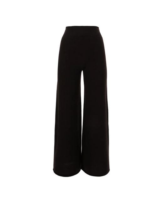 Vanisé Black Cashmere Wide-Leg Trousers