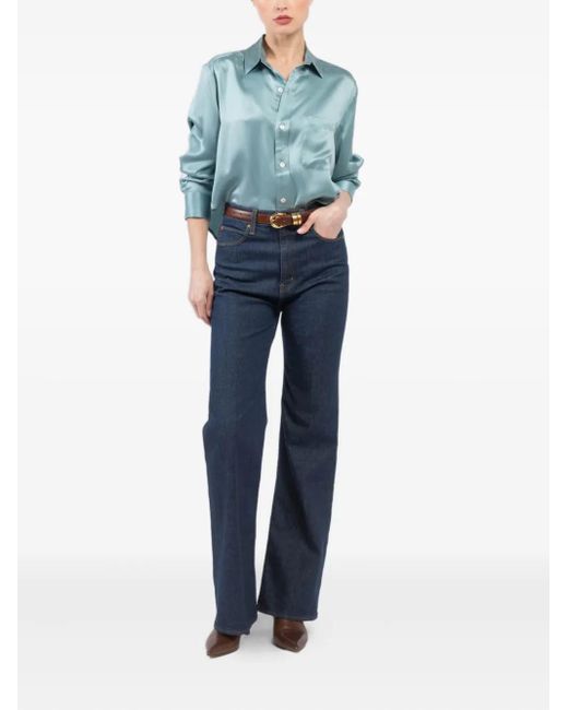 CISSA Blue Satin Pocket Shirt