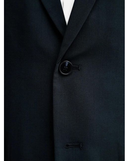 Sisley Blue Notched-Lapels Single-Breasted Suit Jacket for men