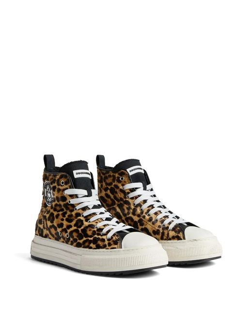 DSquared² Natural Leopard-Print High-Top Sneakers for men