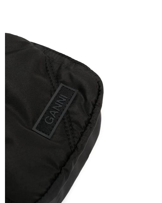 Ganni Black Quilted Tech Crossbody Bag