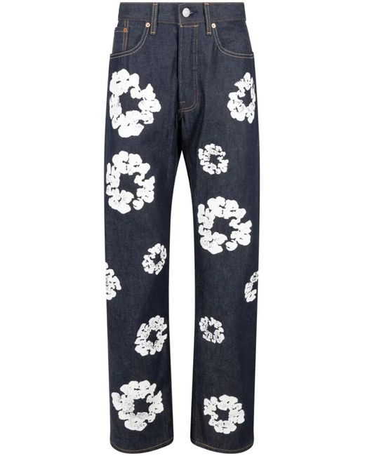 DENIM TEARS Blue X Levi's Cotton Wreath-Print "Selvedge" Jeans for men