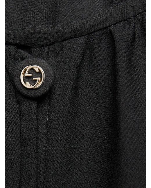 Robe en soie à coupe mi-longue Gucci en coloris Black