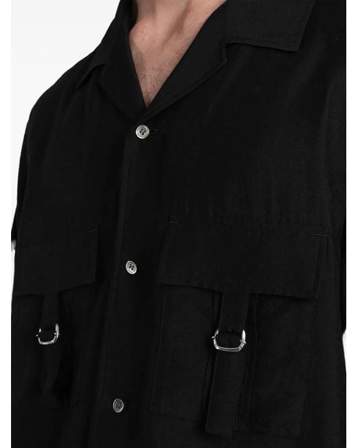 Attachment Black D-Ring Flap-Pocket Shirt for men