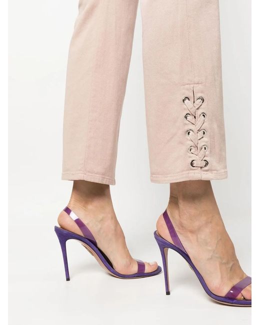Pinko Pink Lacing-Detail Logo-Patch Bootcut Jeans
